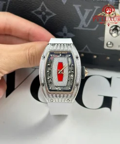 Richard Mille RM07-01 Lady Diamonds Red Lip White Rubber Strap 1:1 Super Clone ZF 45.32 X 32.3mm