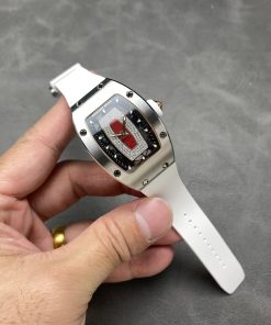 Richard Mille RM07-01 White Gold Red Lip White Rubber Strap 1:1 Best Replica BBAF 45.32 X 32.3mm