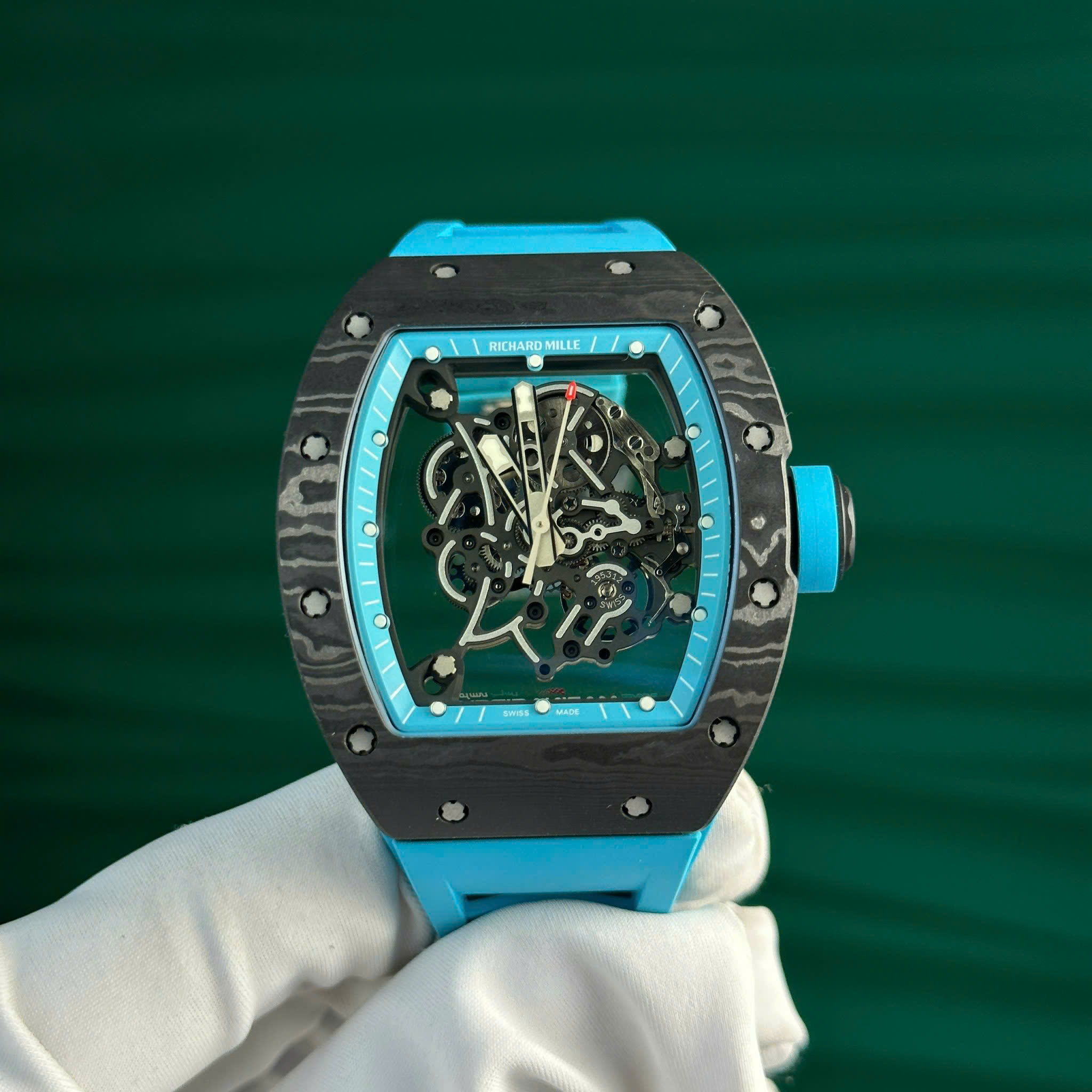 Richard Mille RM055 Bubba Watson Yas Marina Circuit Carbon TPT Blue Rubber Strap 1:1 Super Clone ZF 42.7mm