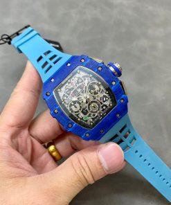 Richard Mille RM11-03 Jean Todt 50th Anniversary Chronograph Blue Carbon Fiber Best Replica KVF 49.94 X 44.5mm