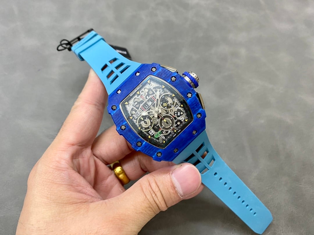 Richard Mille RM11-03 Jean Todt 50th Anniversary Chronograph Blue Carbon Fiber Best Replica KVF 49.94 X 44.5mm