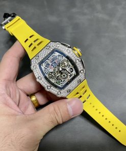 Richard Mille RM11-03 Flyback Chronograph Iced Out CZ Stones Best Replica KVF 49.94x44.5mm