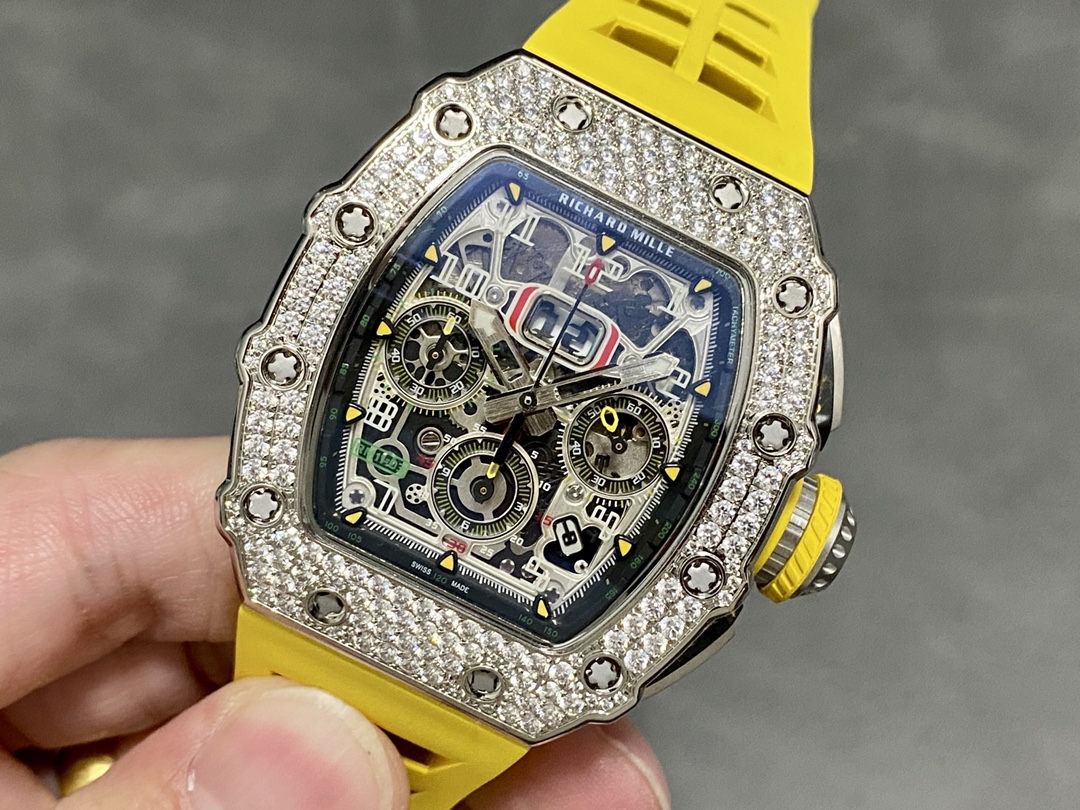 Richard Mille RM11-03 Flyback Chronograph Iced Out CZ Stones Best Replica KVF 49.94x44.5mm - Image 3