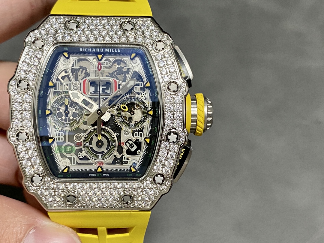 Richard Mille RM11-03 Flyback Chronograph Iced Out CZ Stones Best Replica KVF 49.94x44.5mm - Image 4