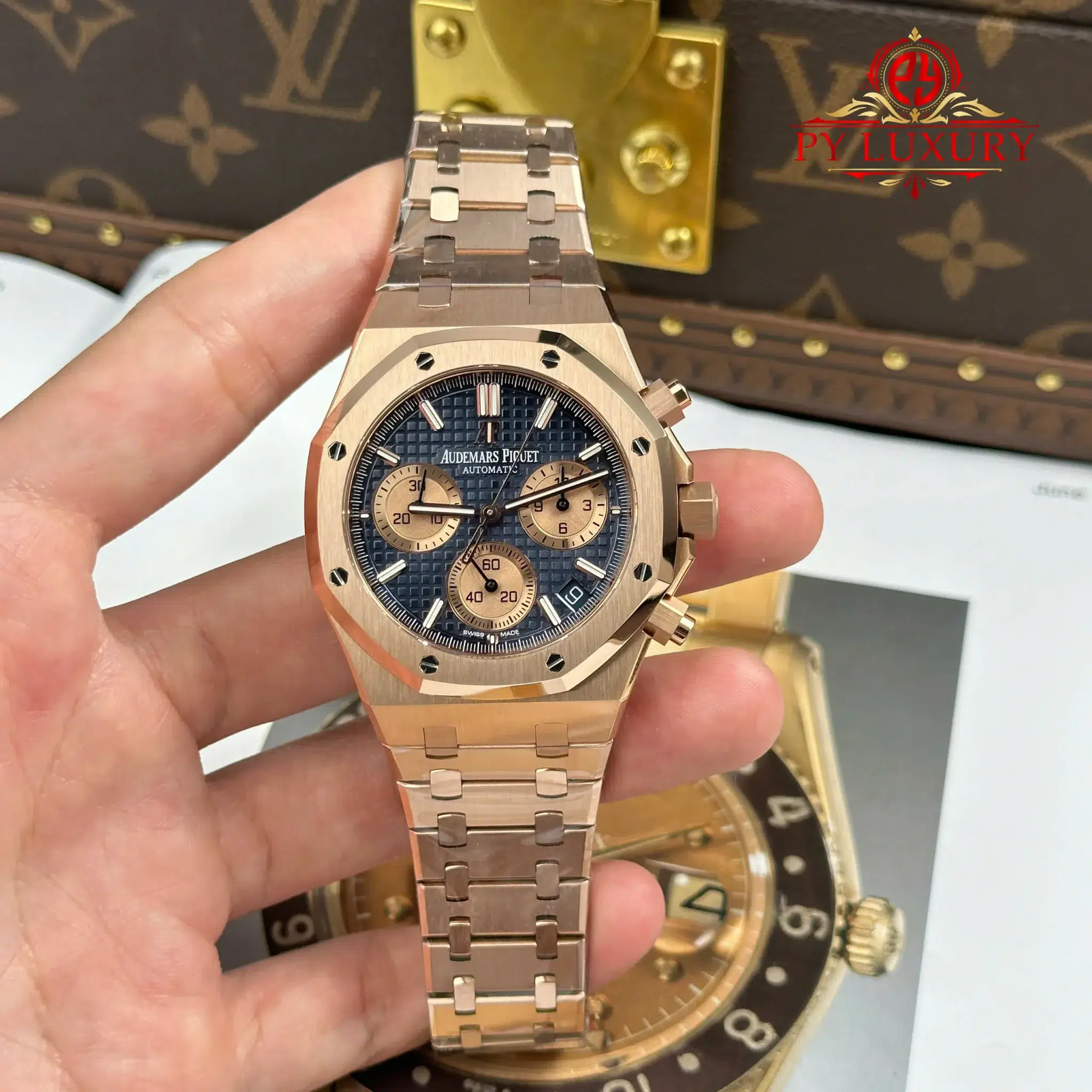 Audemars Piguet Royal Oak Chronograph 26239OR Rose Gold Blue Dial 1:1 Super Clone APSF 41mm