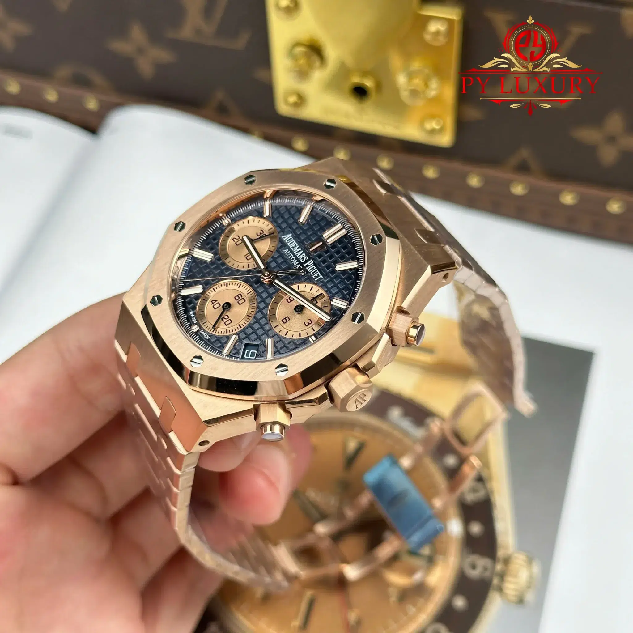 Audemars Piguet Royal Oak Chronograph 26239OR Rose Gold Blue Dial 1:1 Super Clone APSF 41mm - Image 3