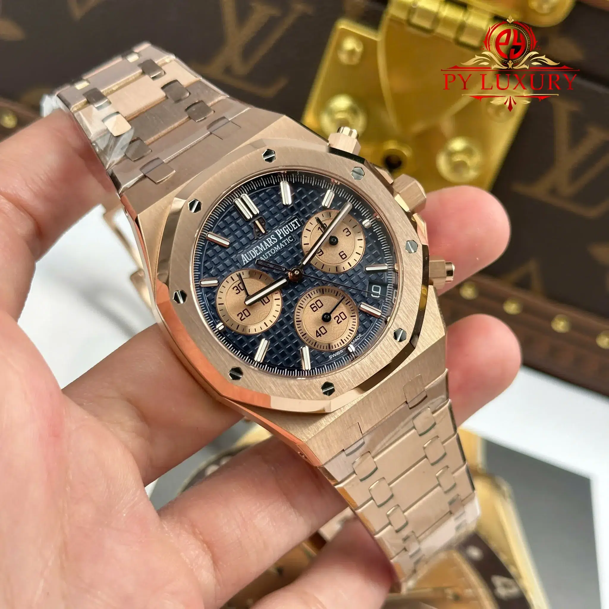 Audemars Piguet Royal Oak Chronograph 26239OR Rose Gold Blue Dial 1:1 Super Clone APSF 41mm - Image 4
