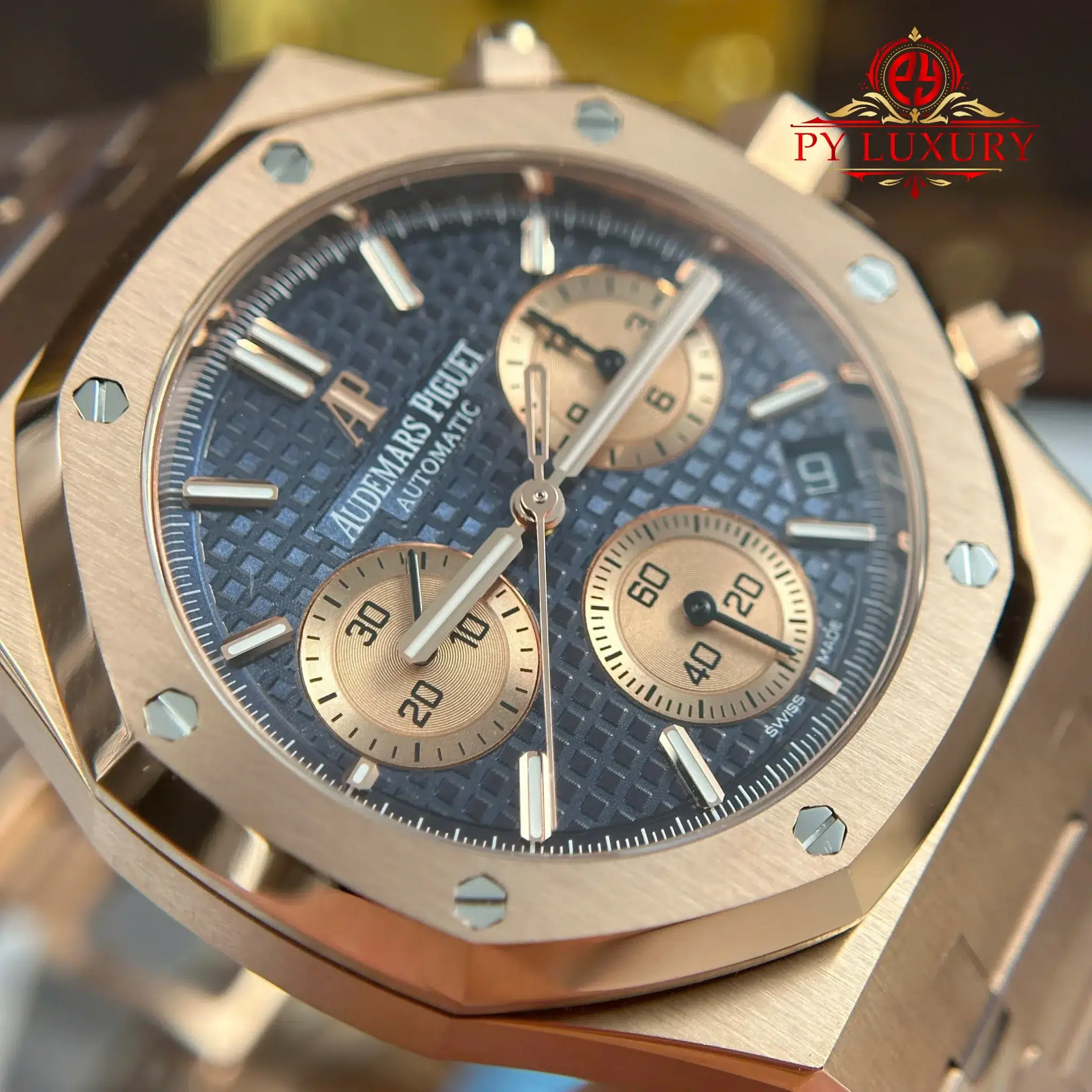 Audemars Piguet Royal Oak Chronograph 26239OR Rose Gold Blue Dial 1:1 Super Clone APSF 41mm - Image 5