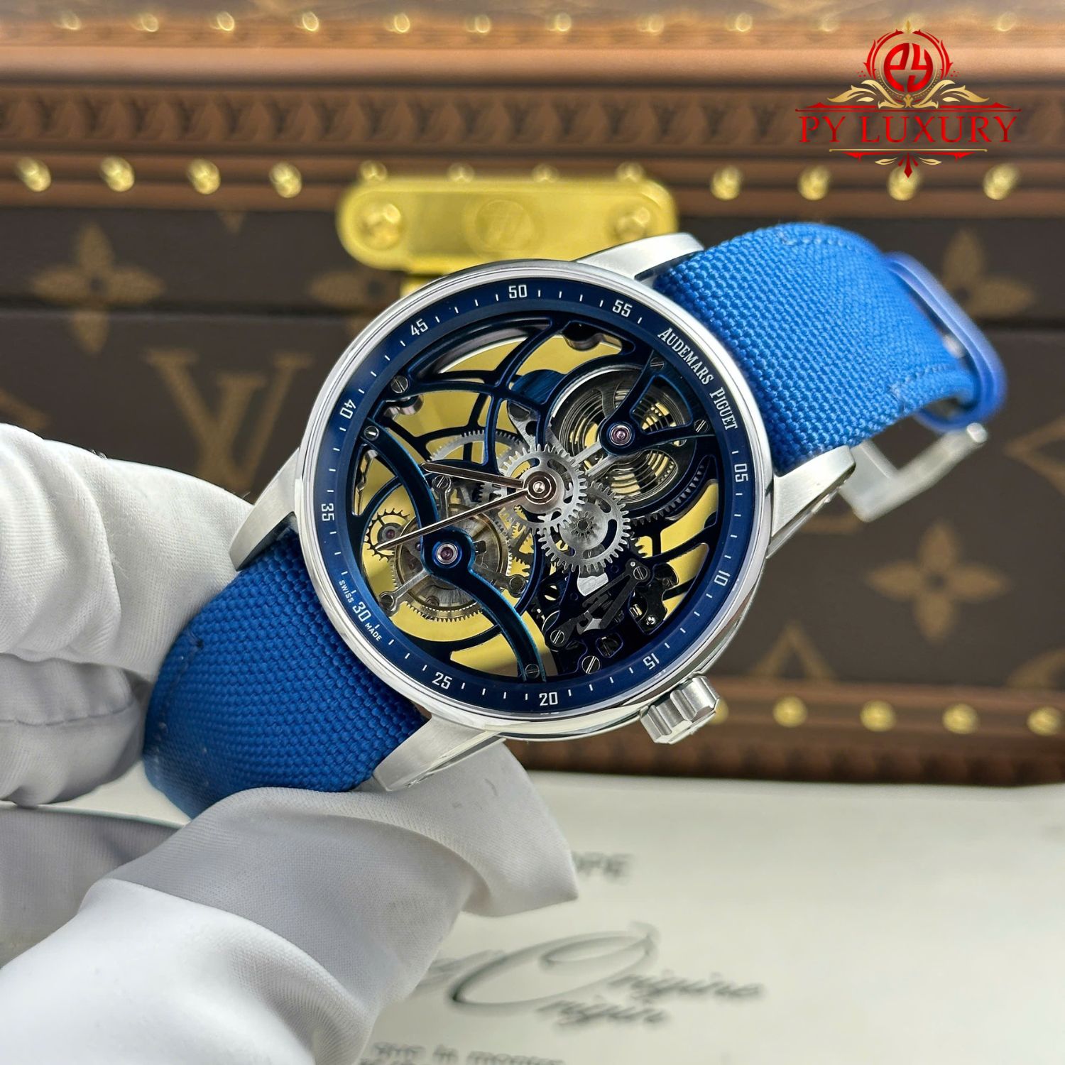Audemars Piguet Code 11.59 Tourbillon Openworked 26600NB Electric Blue Textile Strap 1:1 Best Replica APPF 41mm - Image 2