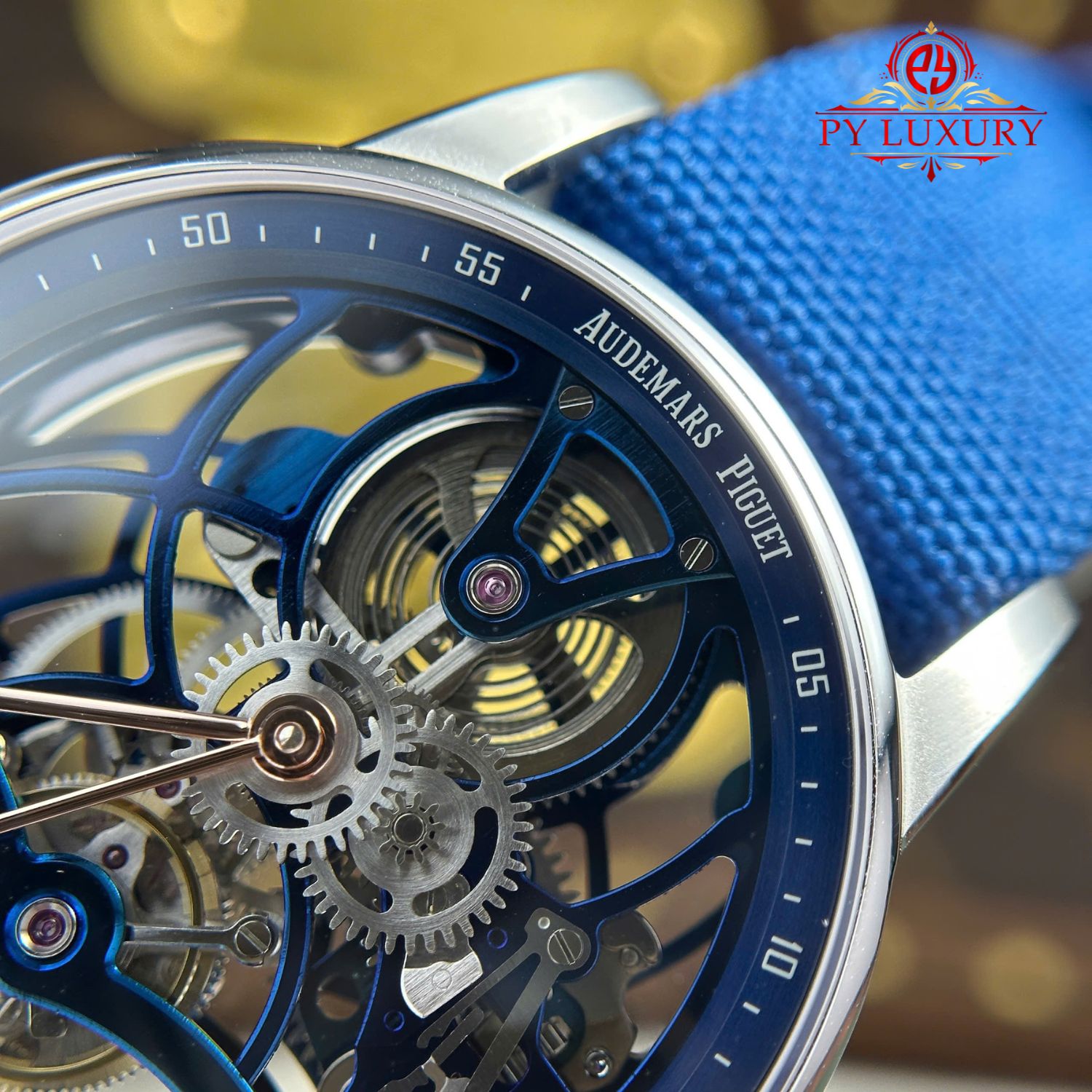 Audemars Piguet Code 11.59 Tourbillon Openworked 26600NB Electric Blue Textile Strap 1:1 Best Replica APPF 41mm - Image 4