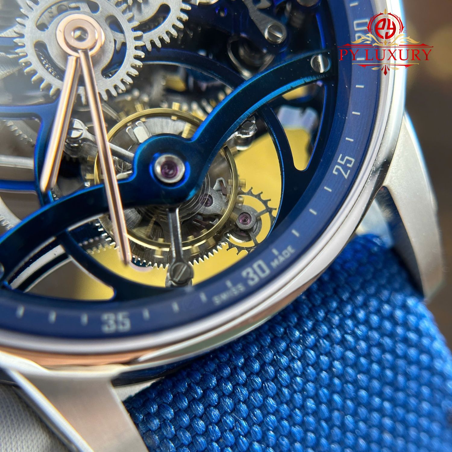 Audemars Piguet Code 11.59 Tourbillon Openworked 26600NB Electric Blue Textile Strap 1:1 Best Replica APPF 41mm - Image 6