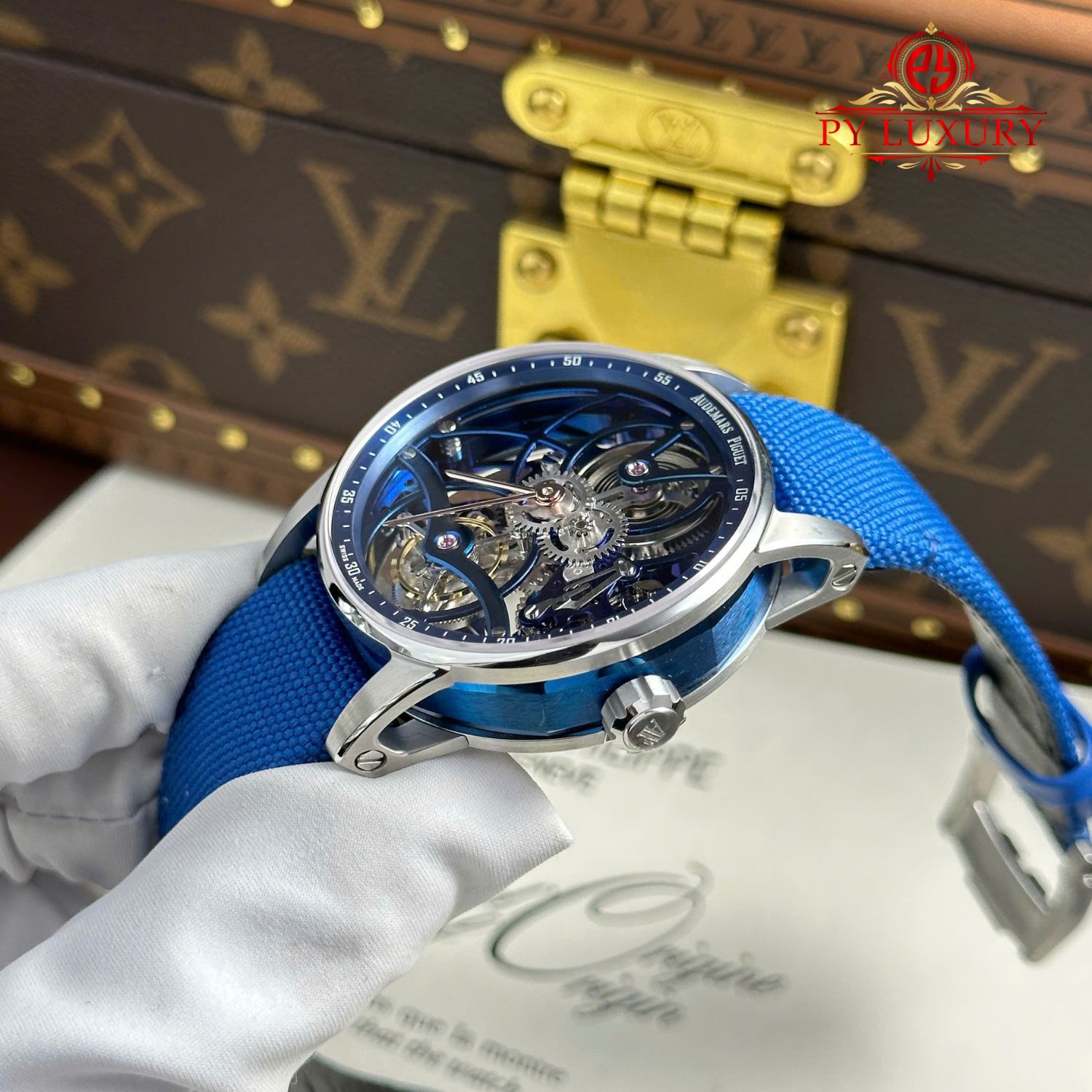 Audemars Piguet Code 11.59 Tourbillon Openworked 26600NB Electric Blue Textile Strap 1:1 Best Replica APPF 41mm - Image 7