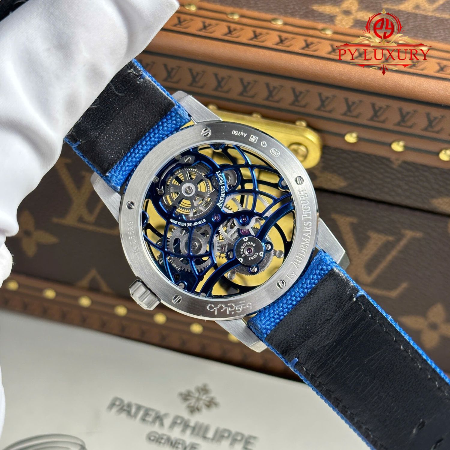 Audemars Piguet Code 11.59 Tourbillon Openworked 26600NB Electric Blue Textile Strap 1:1 Best Replica APPF 41mm - Image 9