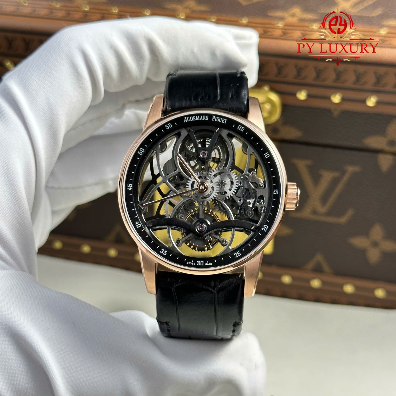 Audemars Piguet Code 11.59 Tourbillon Openworked 26600OR Rose Gold Leather Strap 1:1 Best Replica APPF 41mm