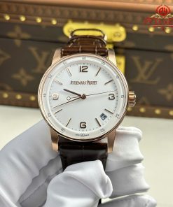 Audemars Piguet Code 11.59 Automatic 15210OR White Dial Leather Strap 1:1 Best Replica APSF 41mm