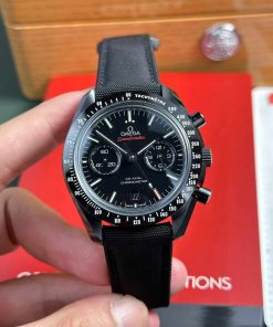 Omega Speedmaster Moonwatch Dark Side Of The Moon Black Ceramic Canvas Strap Replica 44mm