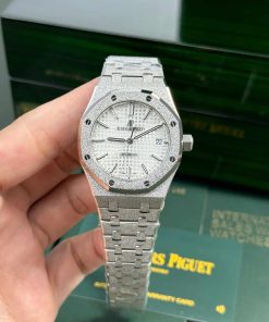 Audemars Piguet Royal Oak 15454BC Frosted White Gold White Dial Best Replica APSF 37mm