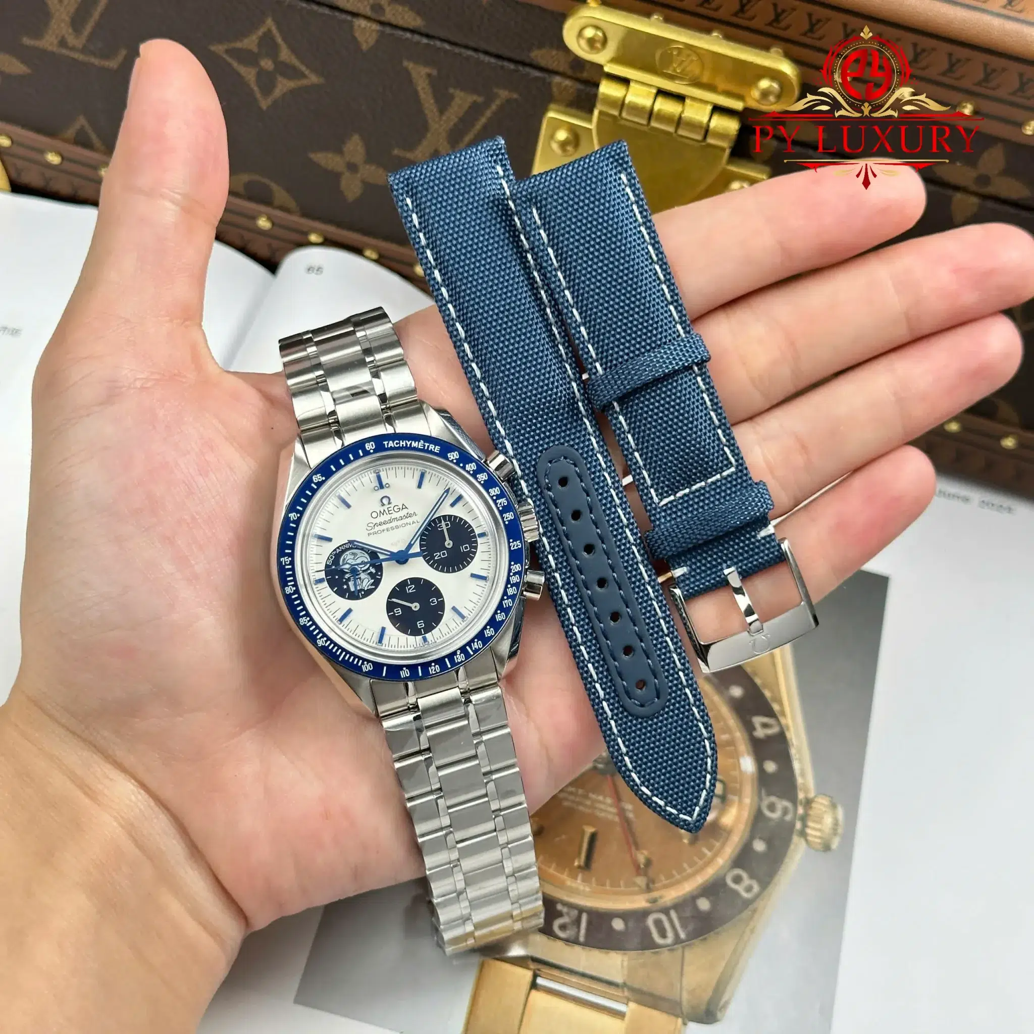 Omega Speedmaster Silver Snoopy 50th Anniversary Chronograph Steel Bracelet Replica 42mm