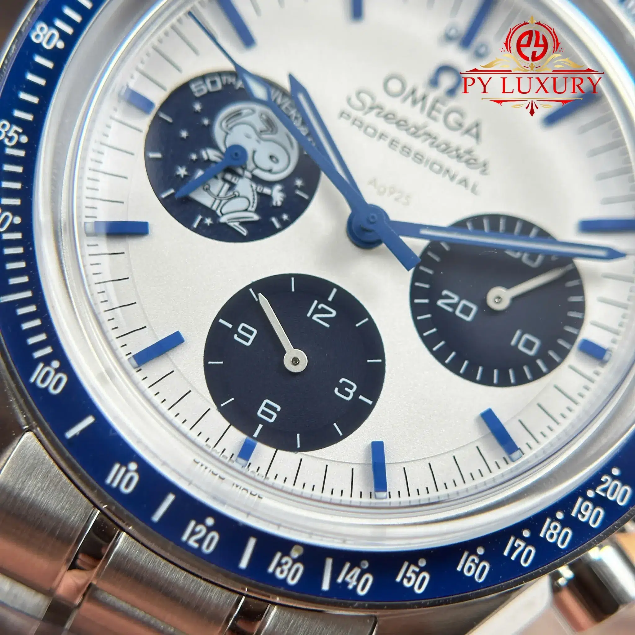 Omega Speedmaster Silver Snoopy 50th Anniversary Chronograph Steel Bracelet Replica 42mm - Image 7