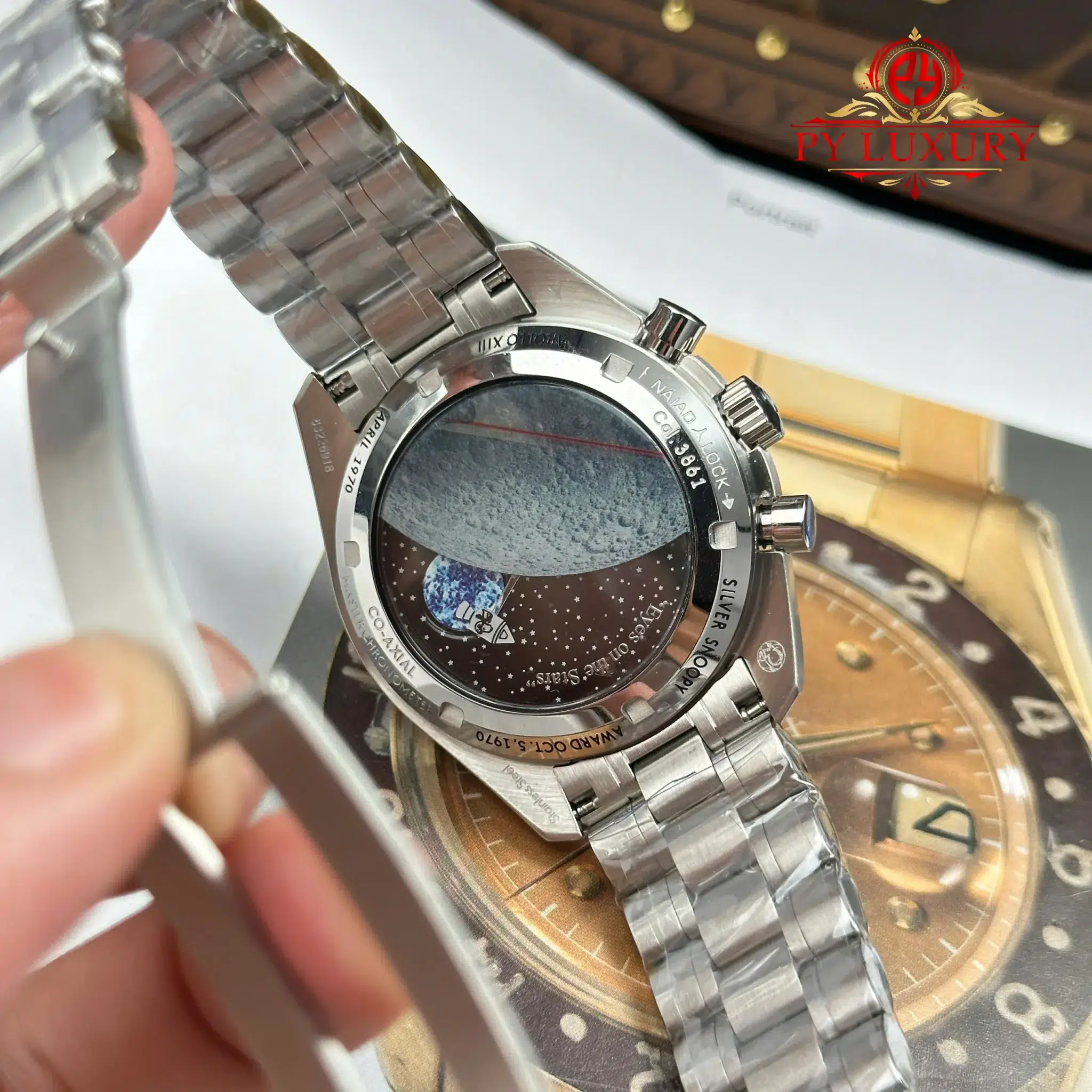 Omega Speedmaster Silver Snoopy 50th Anniversary Chronograph Steel Bracelet Replica 42mm - Image 11