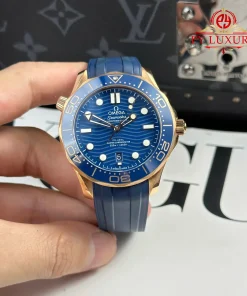 Omega Seamaster Diver 300M Blue Dial Sedna Gold Rubber Strap 1:1 Best Replica VSF 42mm