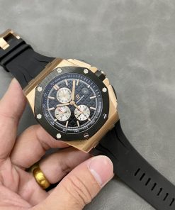 Audemars Piguet Royal Oak Offshore Chronograph 26400RO Rose Gold Ceramic Bezel Black Dial Best Replica APF 44mm