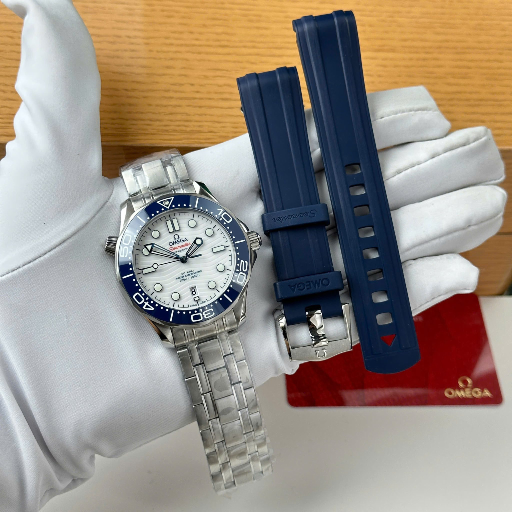 Omega Seamaster Diver 300M Tokyo 2020 White Dial Blue Ceramic Bezel Super Clone 42mm