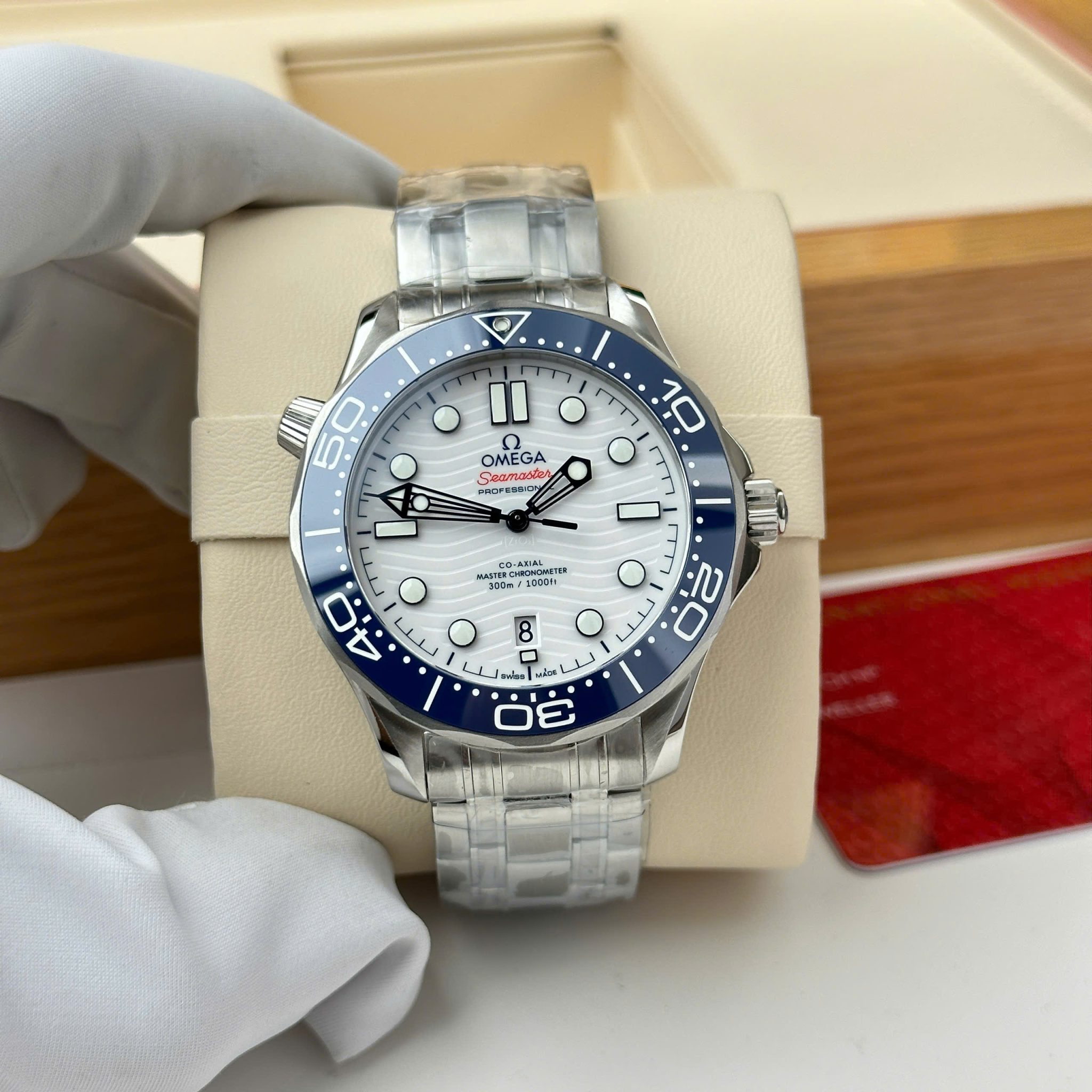 Omega Seamaster Diver 300M Tokyo 2020 White Dial Blue Ceramic Bezel Super Clone 42mm - Image 2