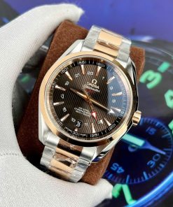 Omega Seamaster Aqua Terra GMT Two Tone Rose Gold Brown Dial Best Replica VSF 43mm