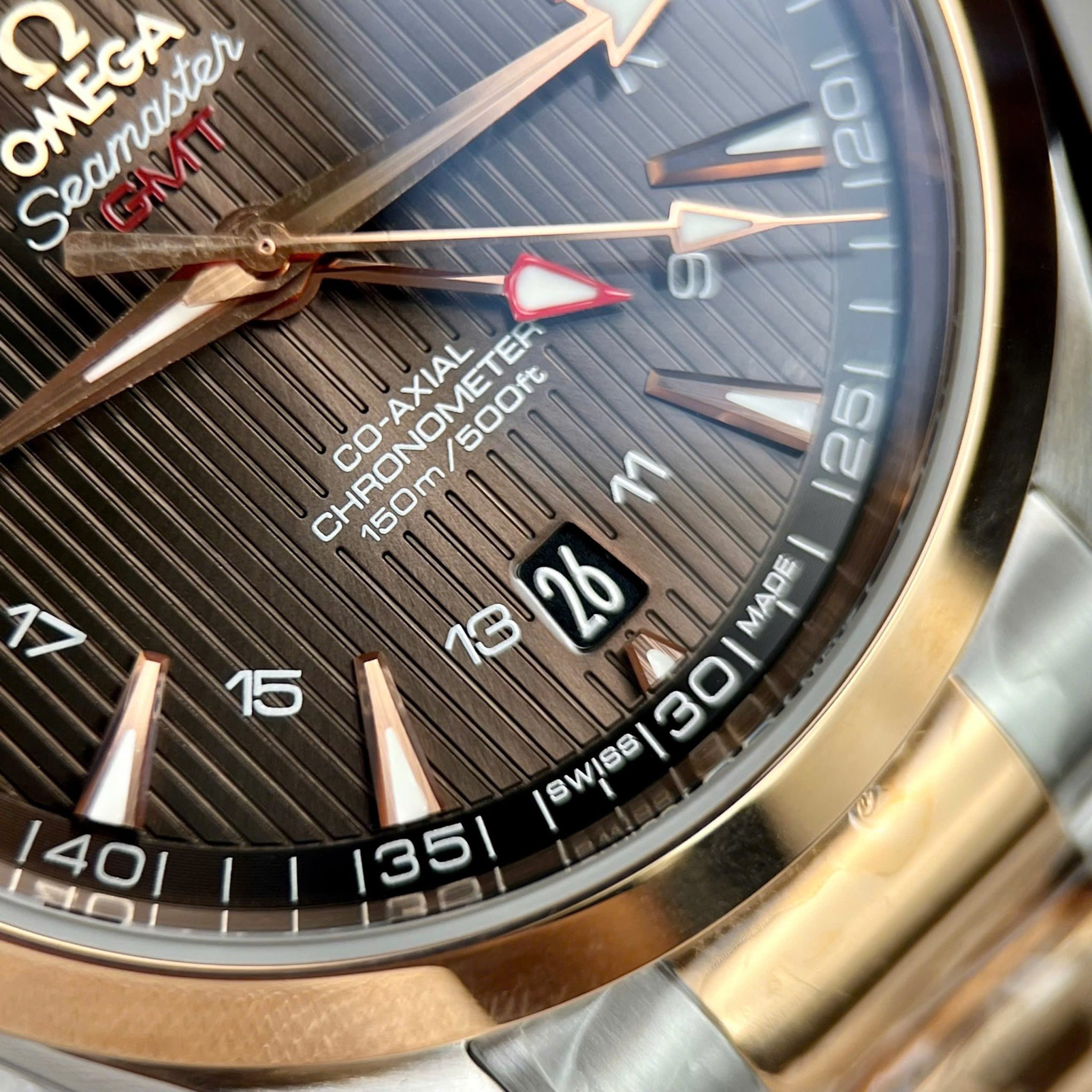 Omega Seamaster Aqua Terra GMT Two Tone Rose Gold Brown Dial Best Replica VSF 43mm - Image 5