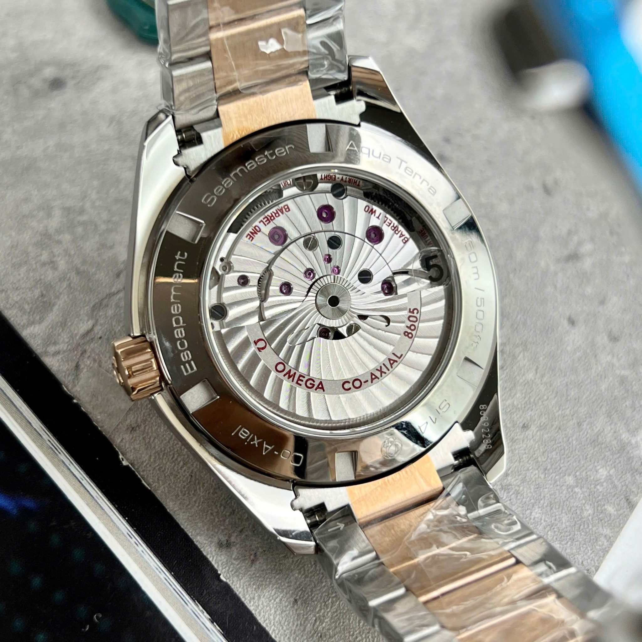 Omega Seamaster Aqua Terra GMT Two Tone Rose Gold Brown Dial Best Replica VSF 43mm - Image 7