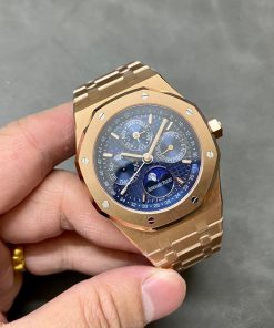 Audemars Piguet Royal Oak Perpetual Calendar 26574OR Rose Gold Blue Dial Best Replica 41mm