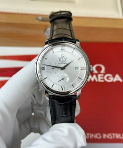 Omega De Ville Prestige Power Reserve Silver Dial Black Leather Strap Best Clone 39.5mm