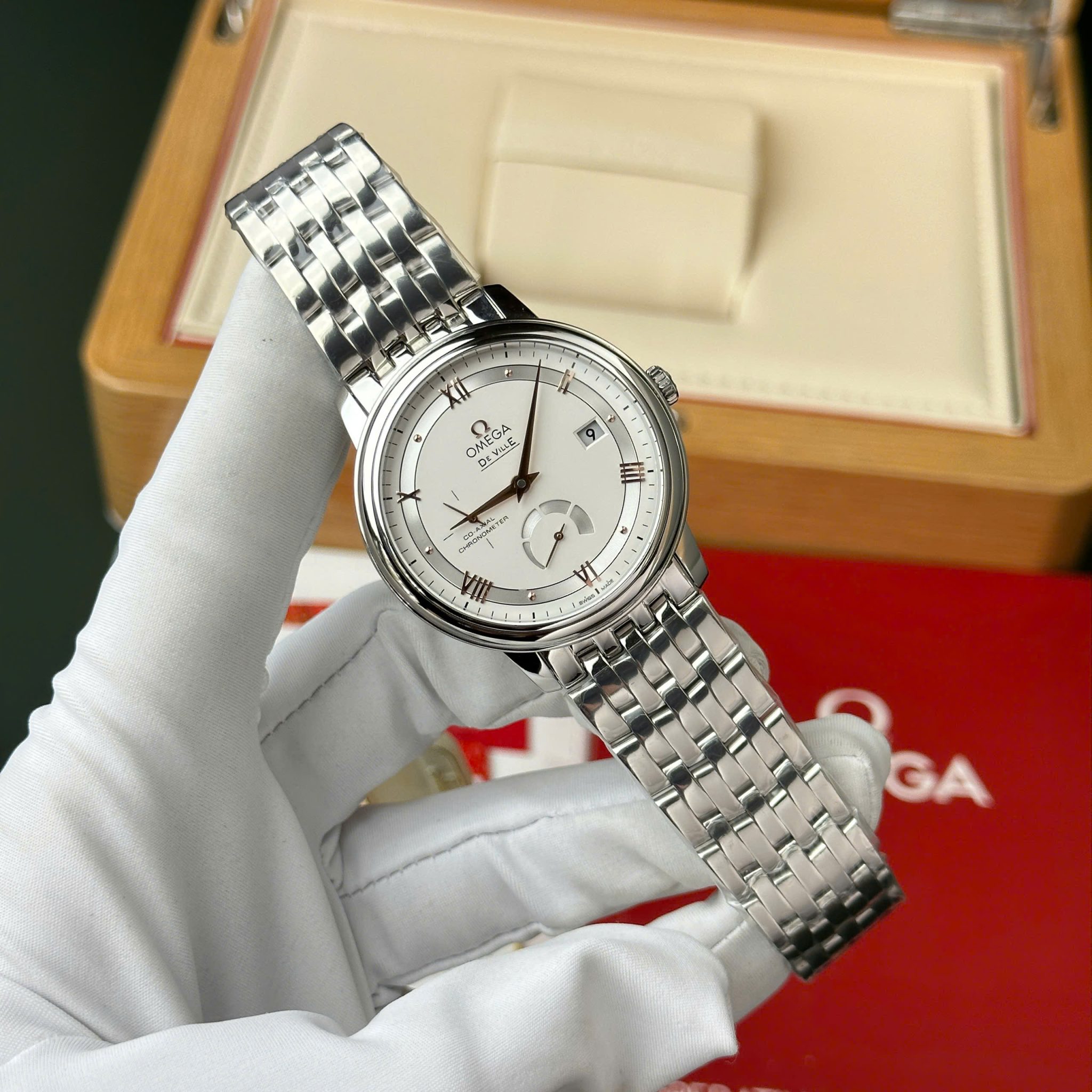 Omega De Ville Prestige Power Reserve Silver Dial Steel Bracelet Best Replica 39.5mm - Image 2