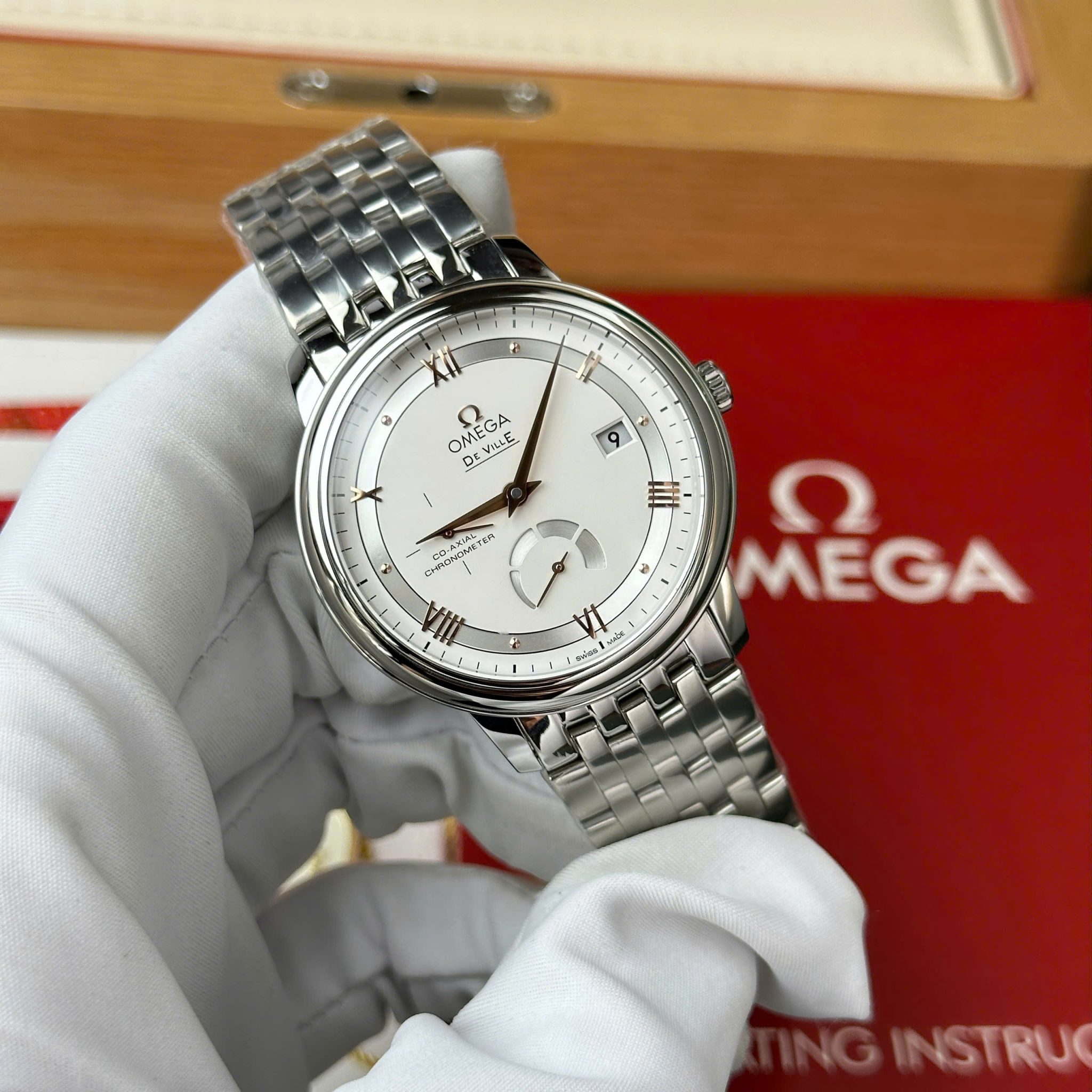 Omega De Ville Prestige Power Reserve Silver Dial Steel Bracelet Best Replica 39.5mm - Image 4