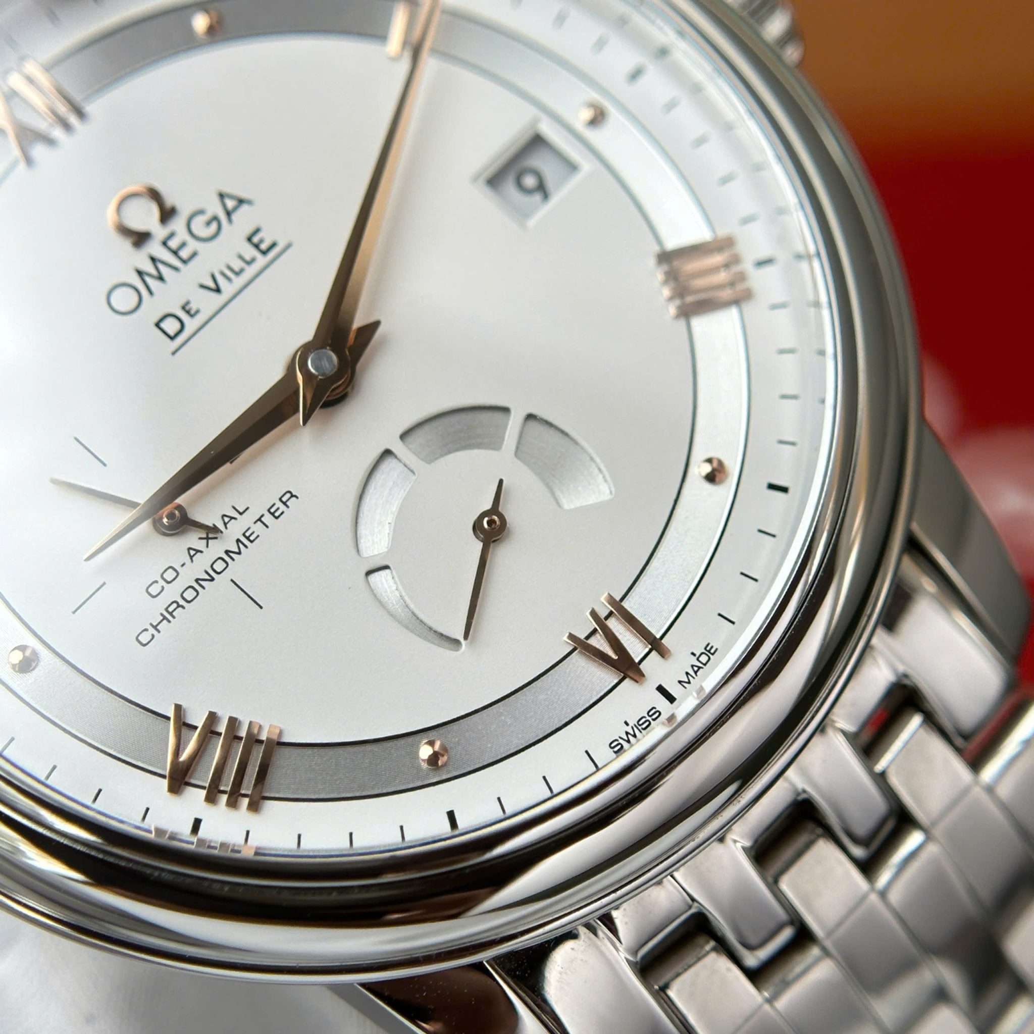 Omega De Ville Prestige Power Reserve Silver Dial Steel Bracelet Best Replica 39.5mm - Image 8