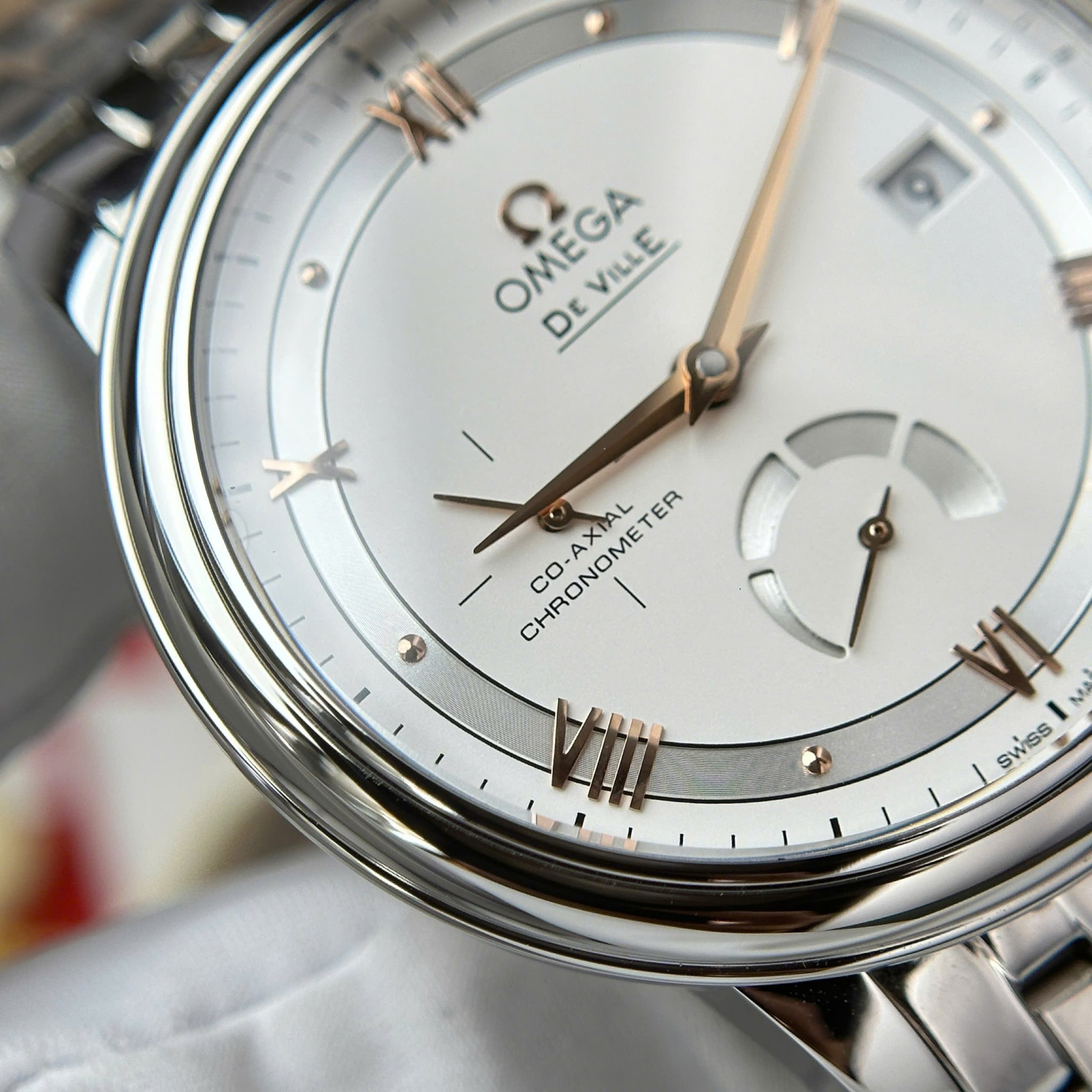Omega De Ville Prestige Power Reserve Silver Dial Steel Bracelet Best Replica 39.5mm - Image 9