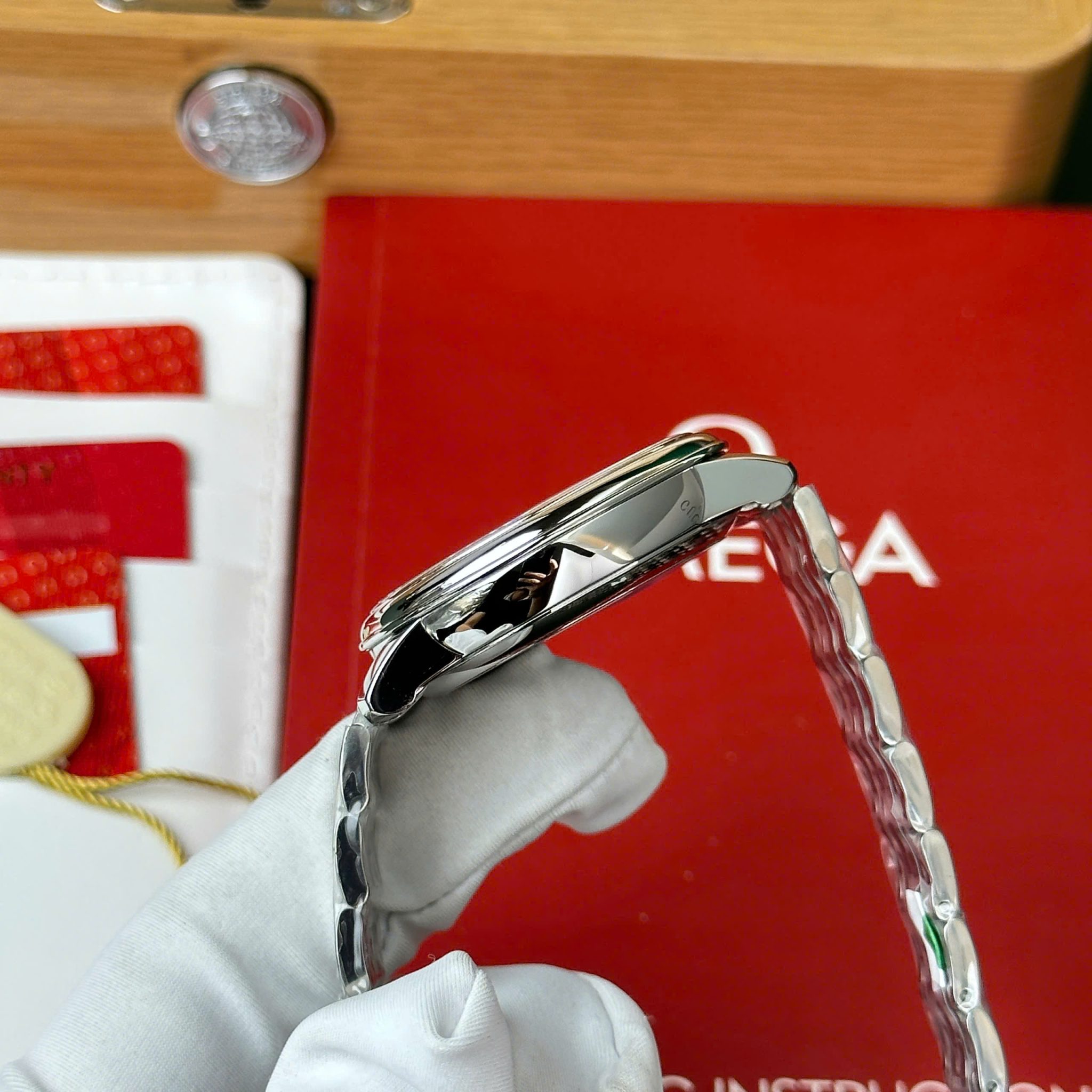 Omega De Ville Prestige Power Reserve Silver Dial Steel Bracelet Best Replica 39.5mm - Image 10