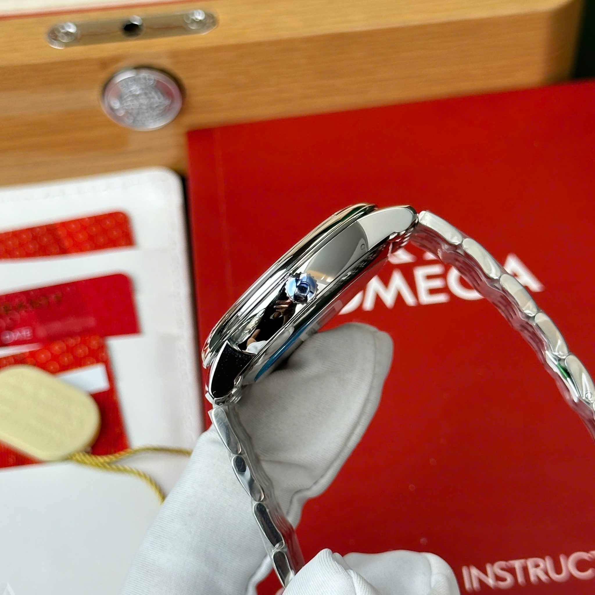 Omega De Ville Prestige Power Reserve Silver Dial Steel Bracelet Best Replica 39.5mm - Image 11