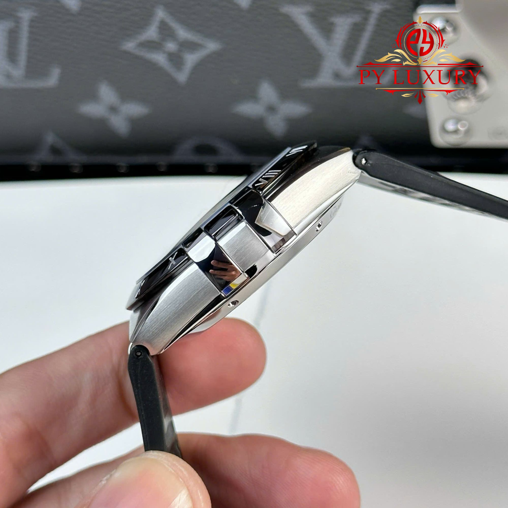 Omega Constellation Black Dial Black Ceramic Bezel Leather Strap Best Replica VSF 41mm - Image 7