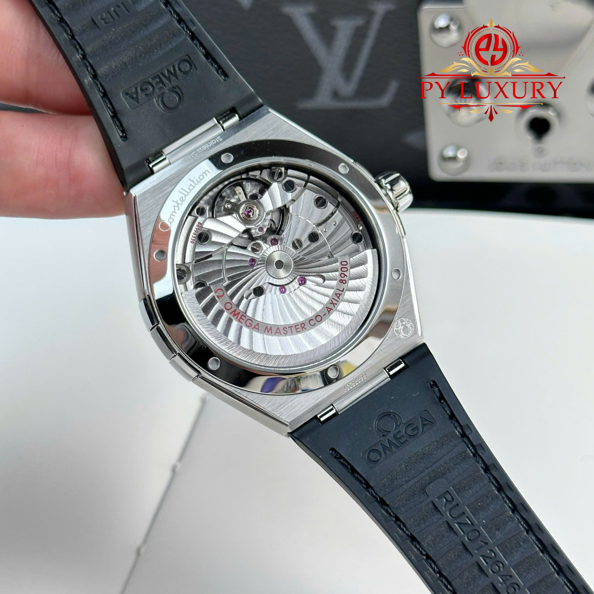 Omega Constellation Black Dial Black Ceramic Bezel Leather Strap Best Replica VSF 41mm - Image 8