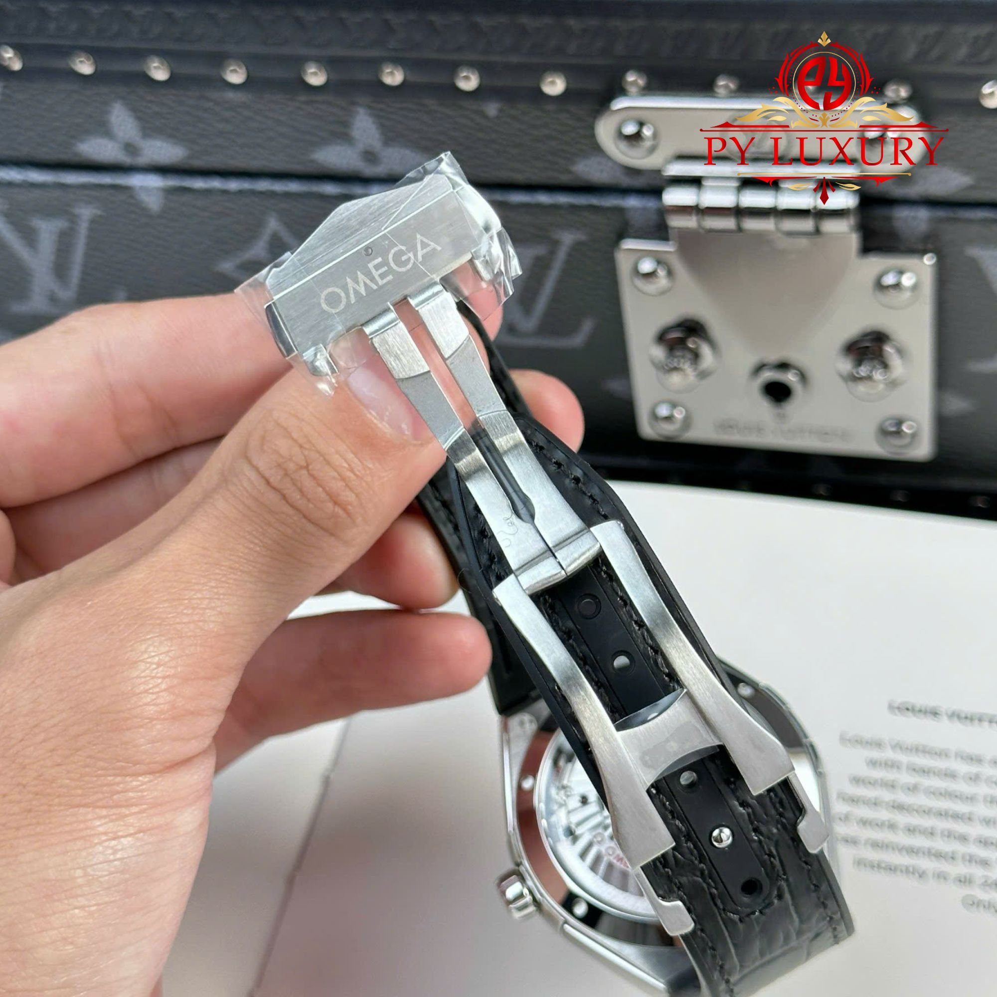 Omega Constellation Black Dial Black Ceramic Bezel Leather Strap Best Replica VSF 41mm - Image 9