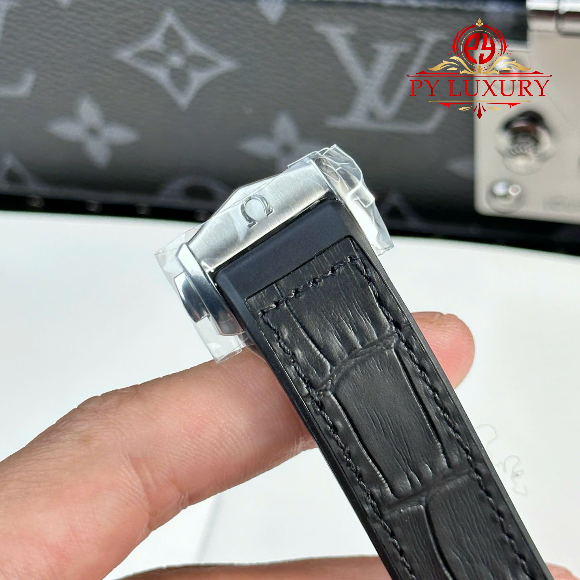 Omega Constellation Black Dial Black Ceramic Bezel Leather Strap Best Replica VSF 41mm - Image 10