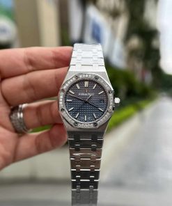 Audemars Piguet Royal Oak 77351ST Blue Dial Diamond Bezel Replica 34mm