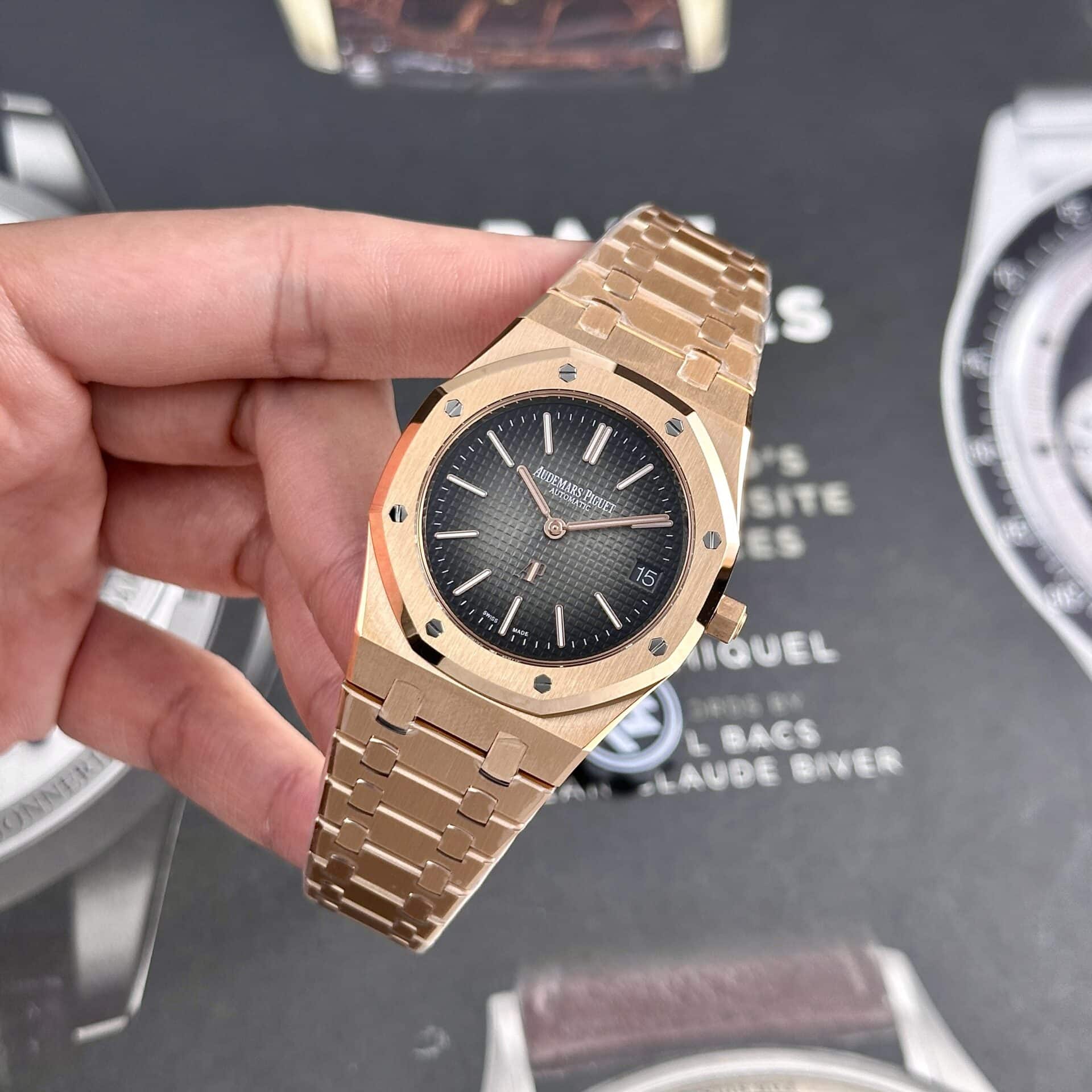 Audemars Piguet Royal Oak Jumbo Extra-thin 16202OR Smoked Grey Dial Best Replica 39mm - Image 2