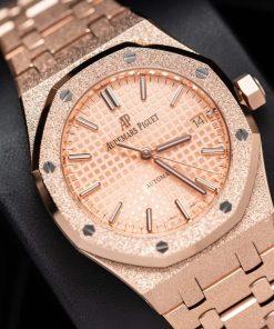 Audemars Piguet Royal Oak 15454OR Frosted Gold Pink Dial Replica 37mm