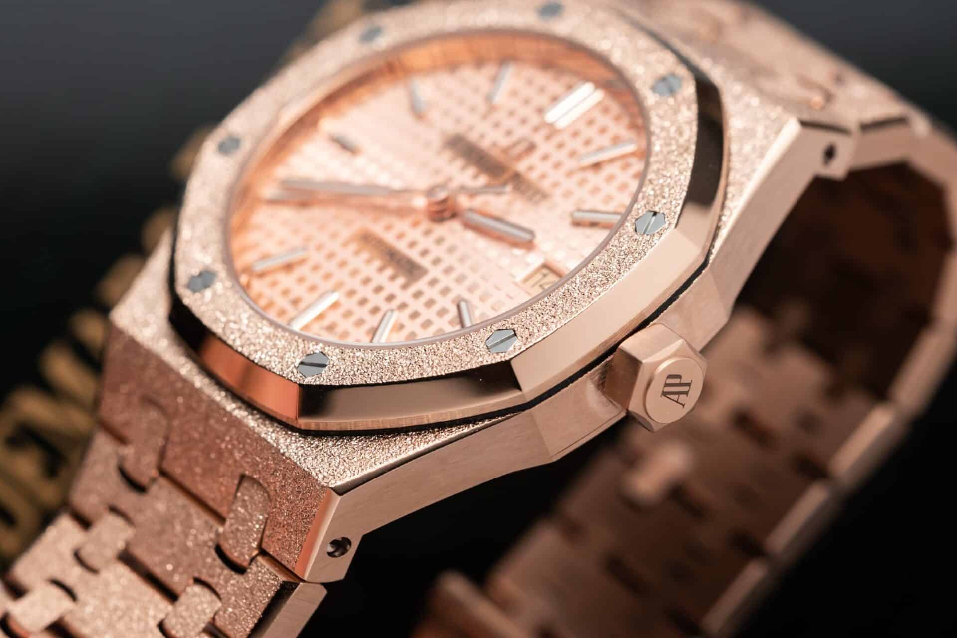 Audemars Piguet Royal Oak 15454OR Frosted Gold Pink Dial Replica 37mm - Image 6