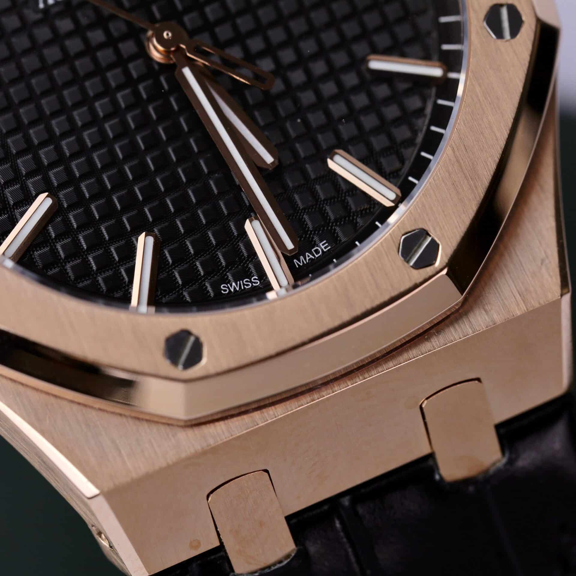 Audemars Piguet Royal Oak 15500OR 18K Gold Wrapped Black Dial Leather 41mm - Image 6