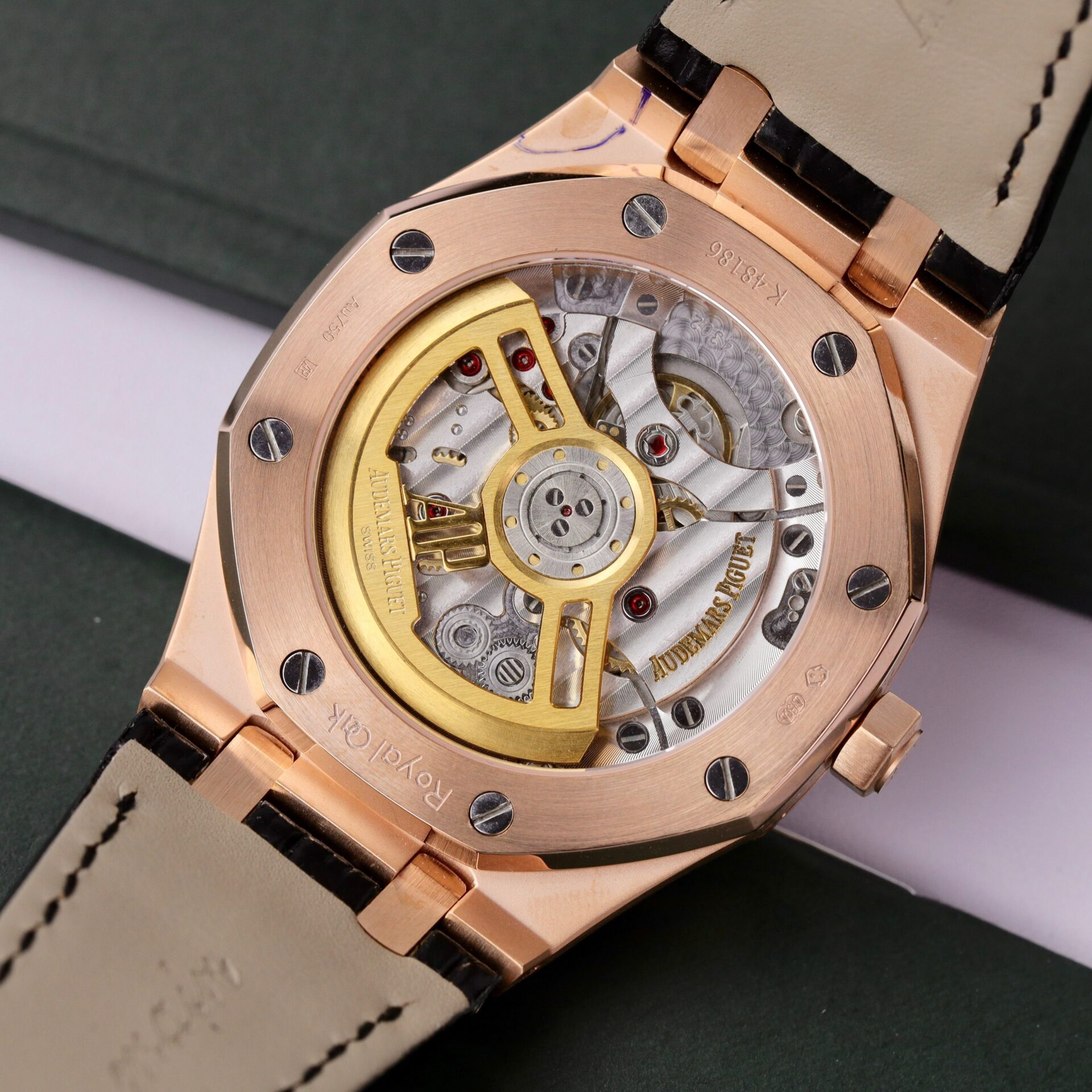 Audemars Piguet Royal Oak 15500OR 18K Gold Wrapped Black Dial Leather 41mm - Image 9