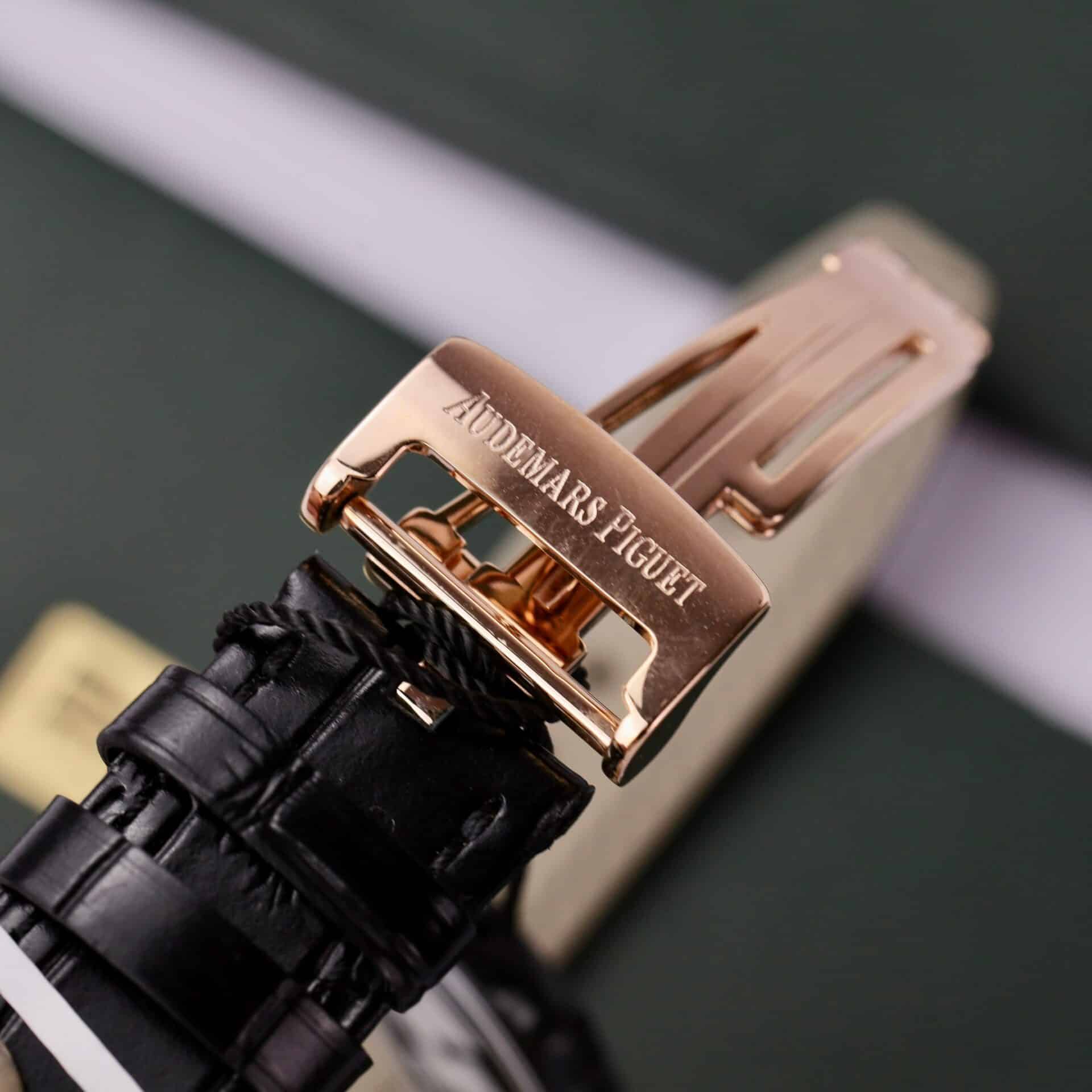 Audemars Piguet Royal Oak 15500OR 18K Gold Wrapped Black Dial Leather 41mm - Image 10